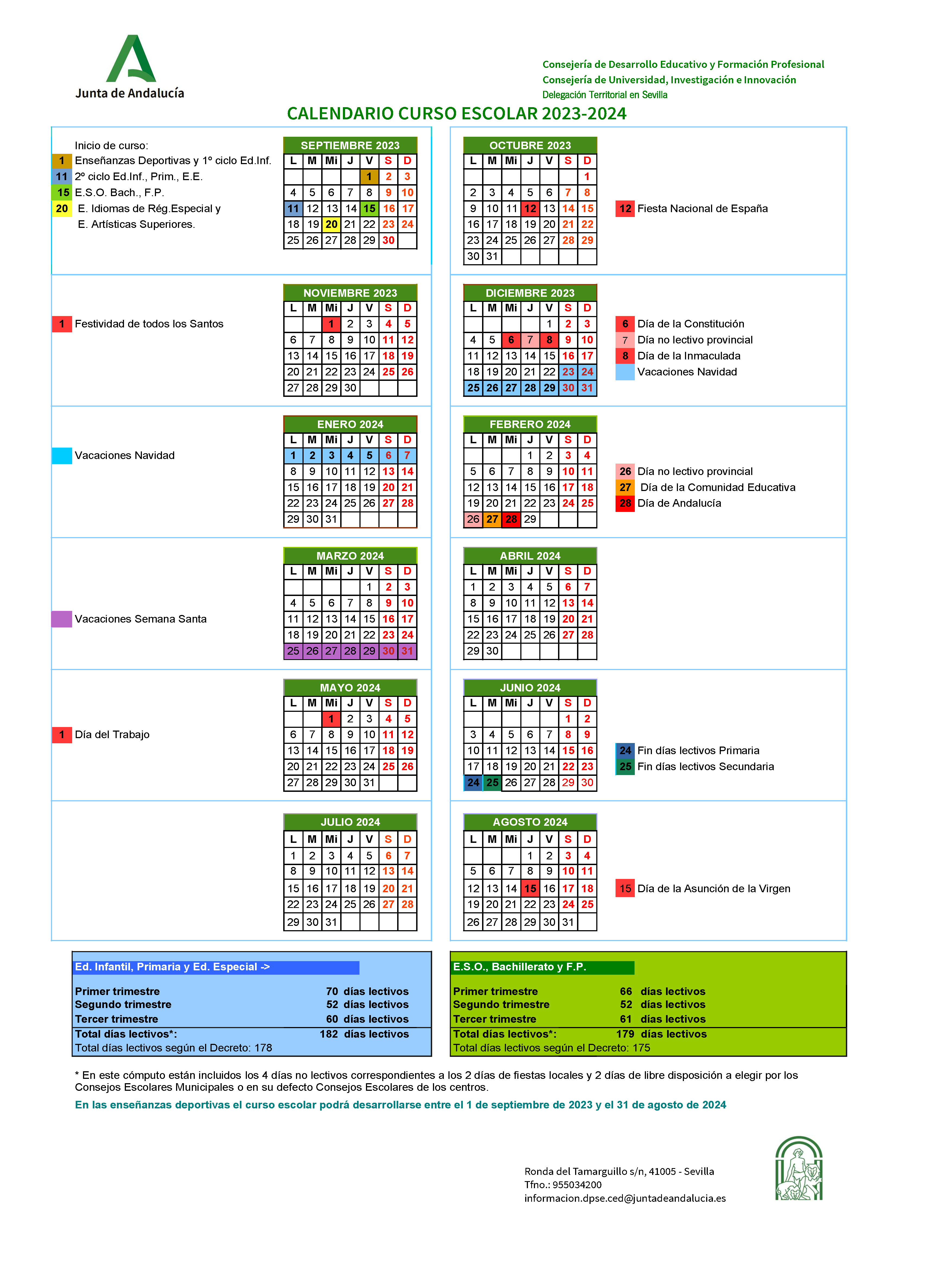 Calendario escolar de la Provincia de Sevilla